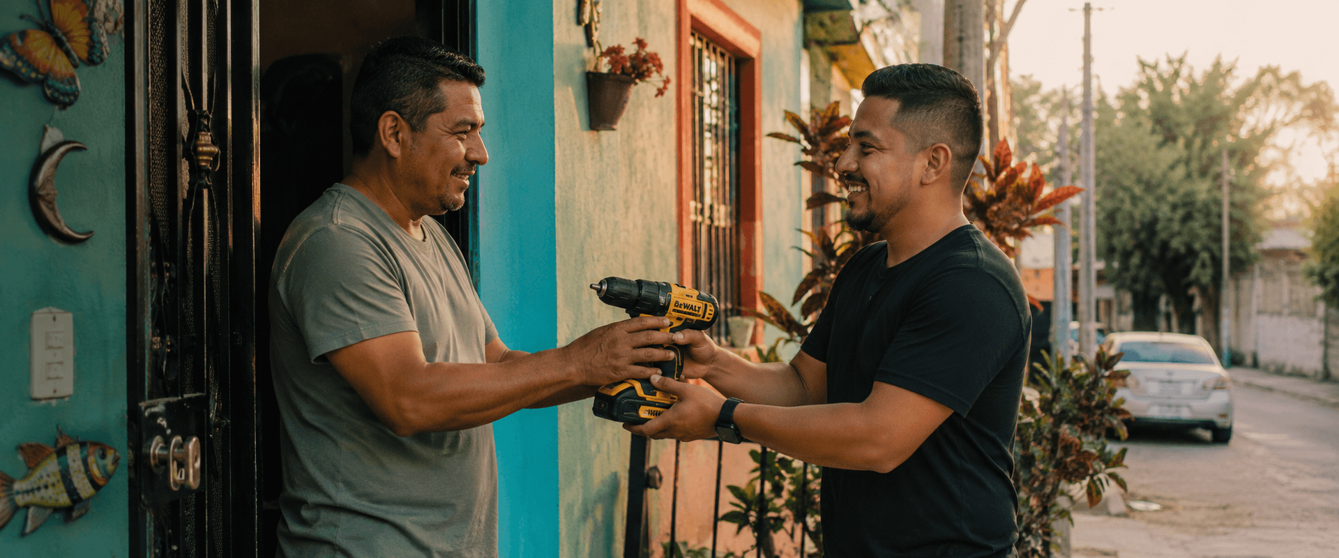 Vecinos compartiendo equipo